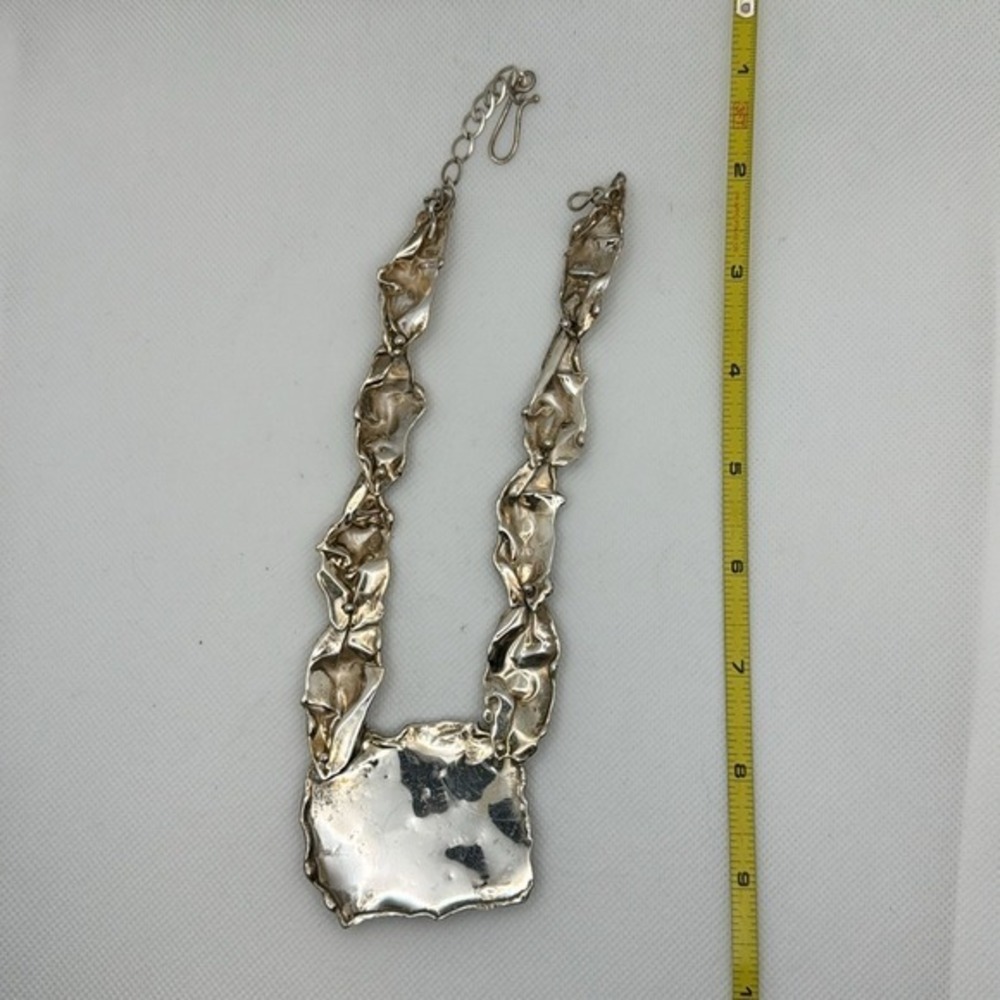 Diane Markz Picture Jasper Silver Brutalist Necklace - Picture 7 of 9